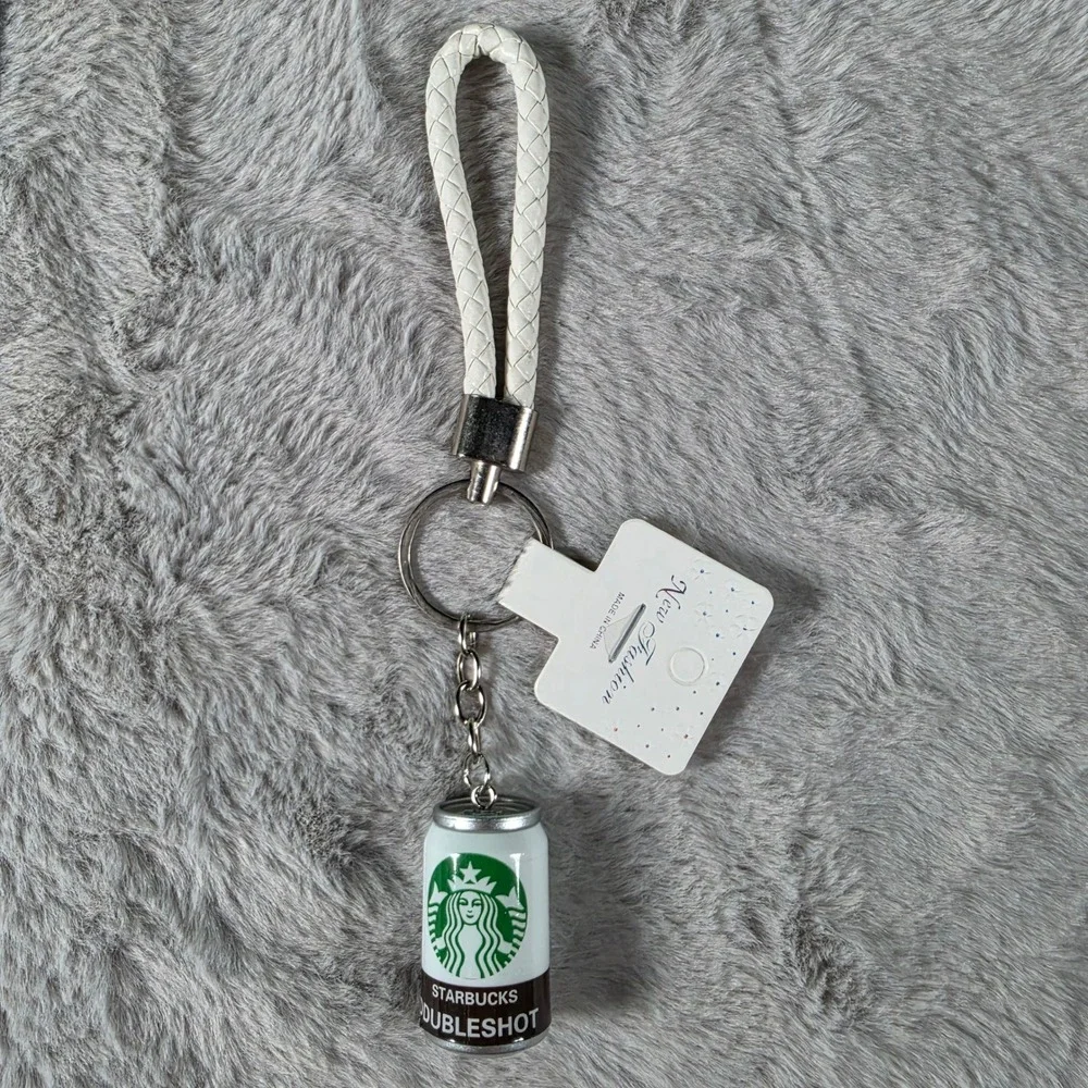 Starbucks Keychain Unisex OS White Doubleshot Espresso Can Braided Wristlet